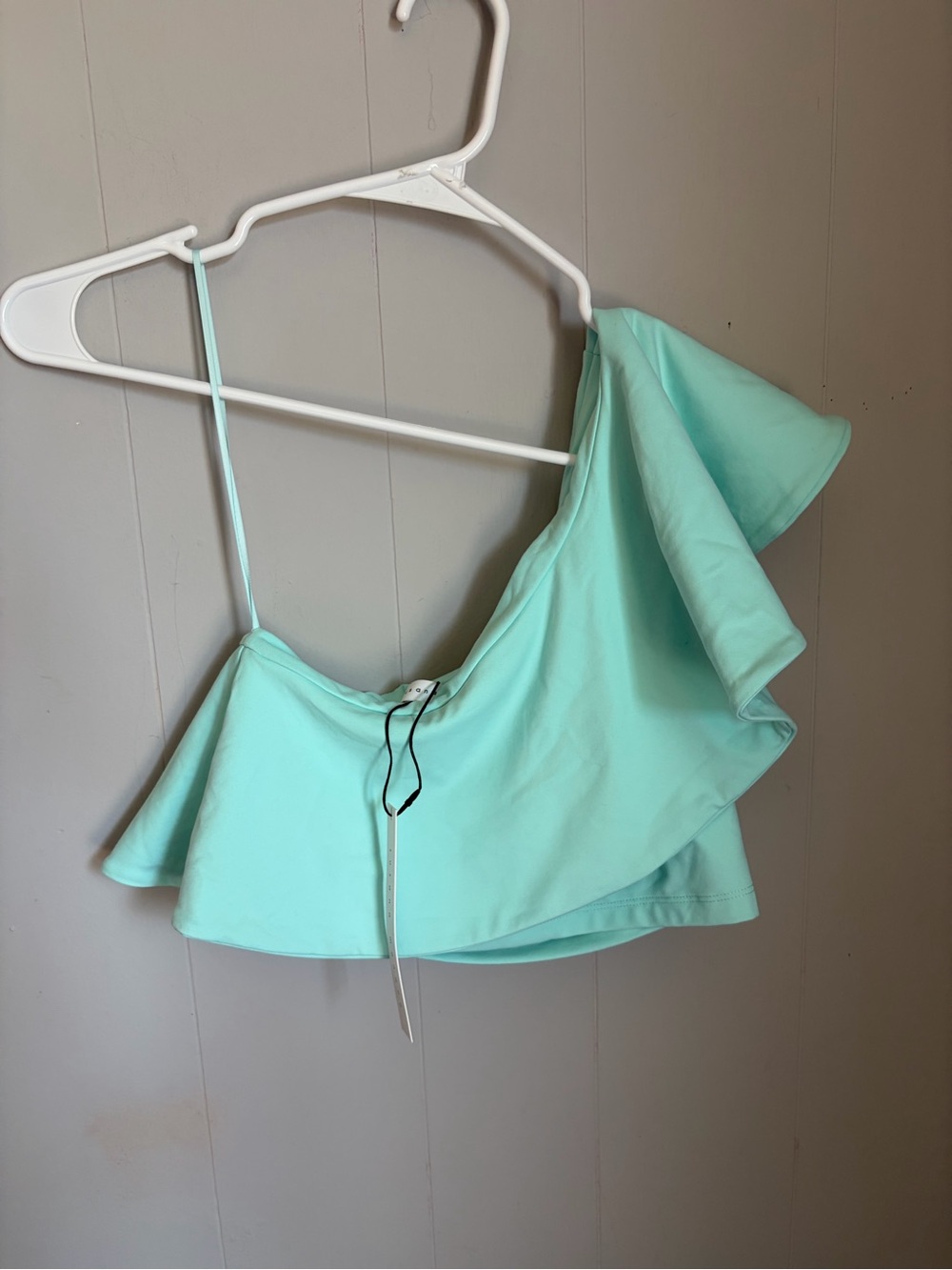 Susana Monaco One-Shoulder Ruffle Camisole in Mint